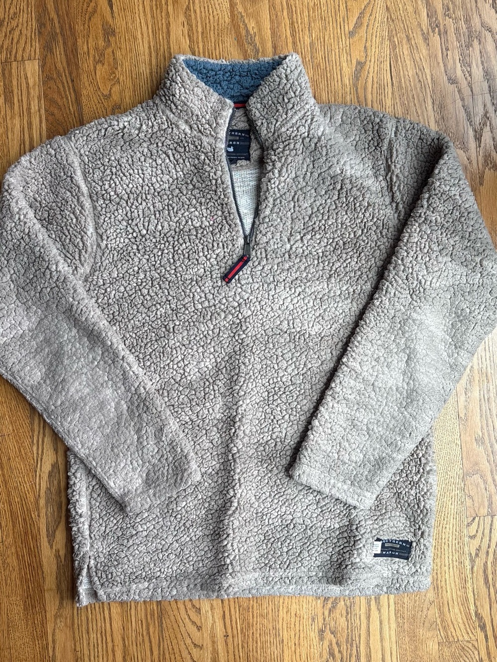 Southern Marsh Men's Light Gray Sherpa Quarter-Zip Pullover